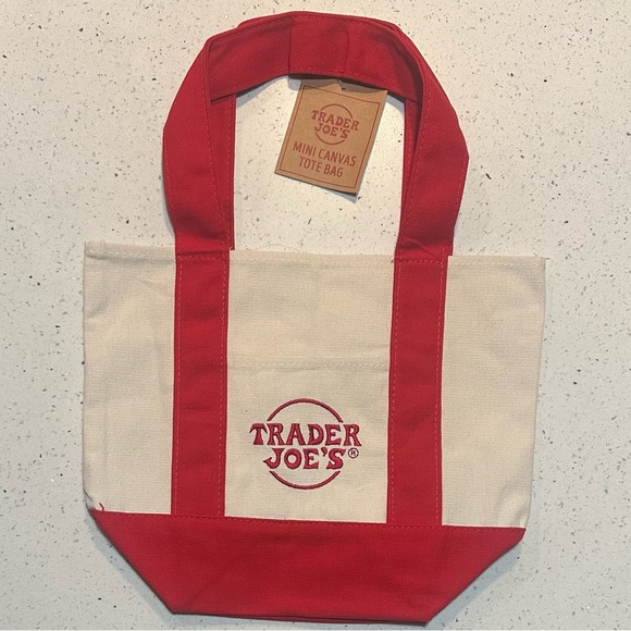 NWT Trader Joe's limited edition Canvas Tote Bags, NEW, red & green - Picture 9 of 16